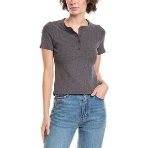 Lna Womens Xander Rib Henley T-Shirt, Grey